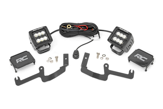 Rough Country LED Light Kit | Ditch Mount | 2" Black Pair | Flood | Chevy Silverado 1500 (19-26)