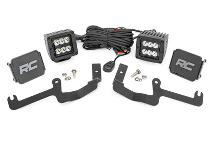 Rough Country LED Light Kit | Ditch Mount | 2" Black Pair | Spot | Chevy Silverado 1500 (19-26) by Rough Country