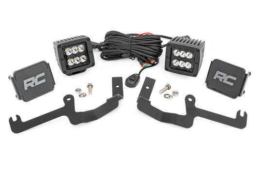 Rough Country LED Light Kit | Ditch Mount | 2" Black Pair | Spot | Chevy Silverado 1500 (19-26)