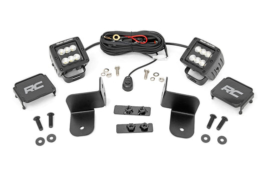 Rough Country LED Light Kit | Rear Mount | 2" Black Pair | Flood | Polaris Ranger XP 1000