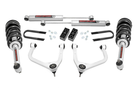 Kit de elevación de 3.5 pulgadas | Amortiguadores N3 | Ballesta trasera de una hoja | Chevy Silverado 1500 (22-24)