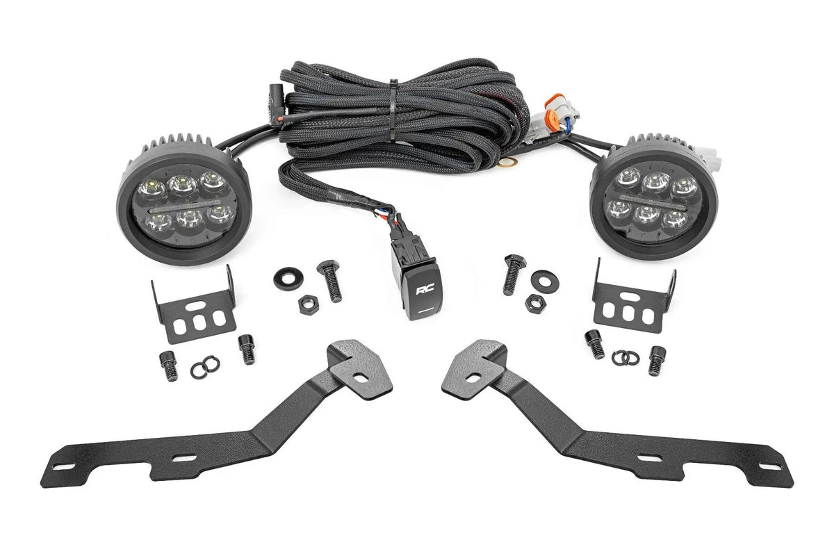 Rough Country LED Light Kit | Ditch Mount | Black Series Round | 3.5 Inch | Amber DRL | Ram 1500 (19-26) by Rough Country