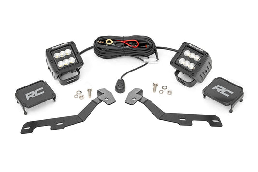 Rough Country LED Light Kit | Ditch Mount | 2" Black Pair | Flood | Ram 1500 2WD/4WD (19-26)