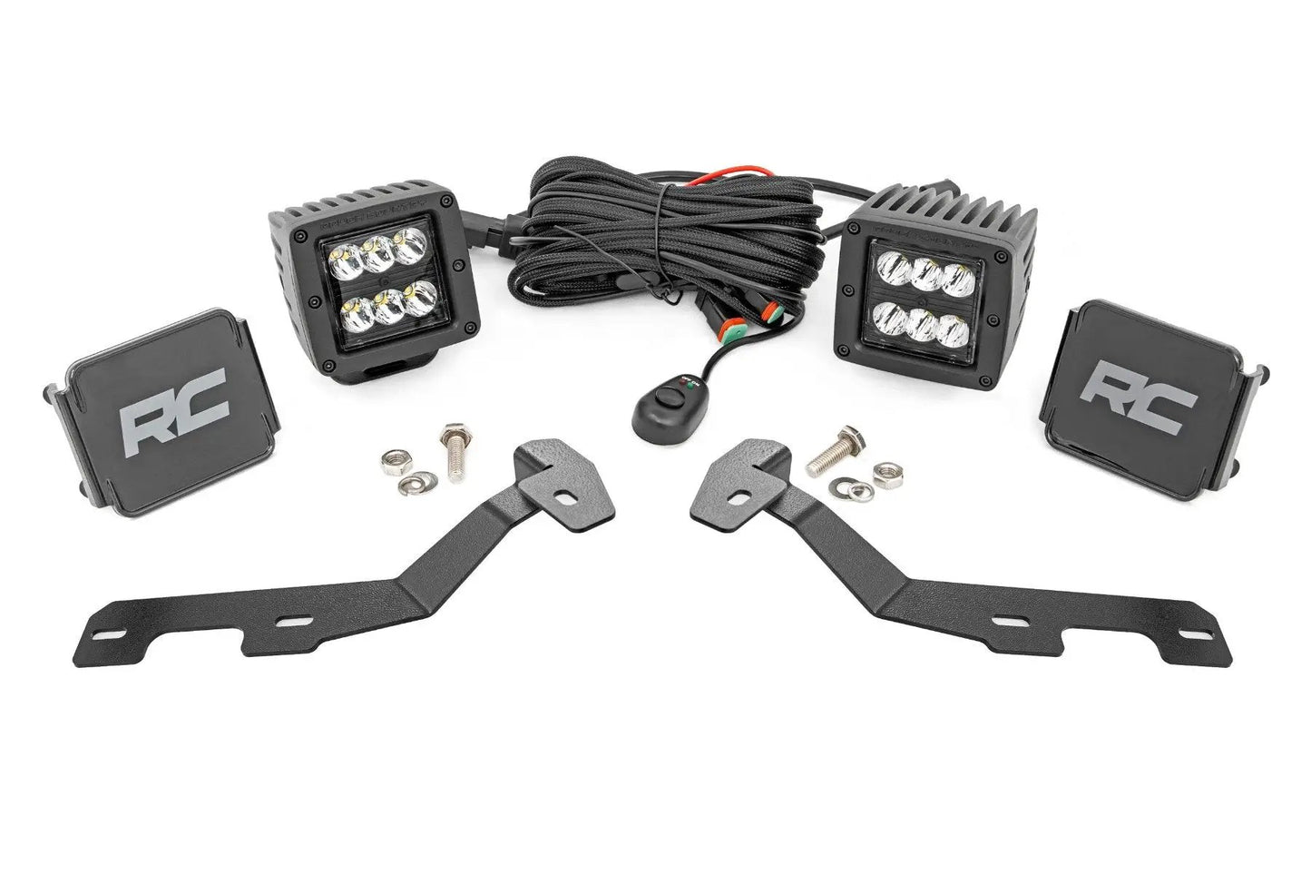 Rough Country LED Light Kit | Ditch Mount | 2" Black Pair | Spot | Ram 1500 2WD/4WD (19-26) by Rough Country