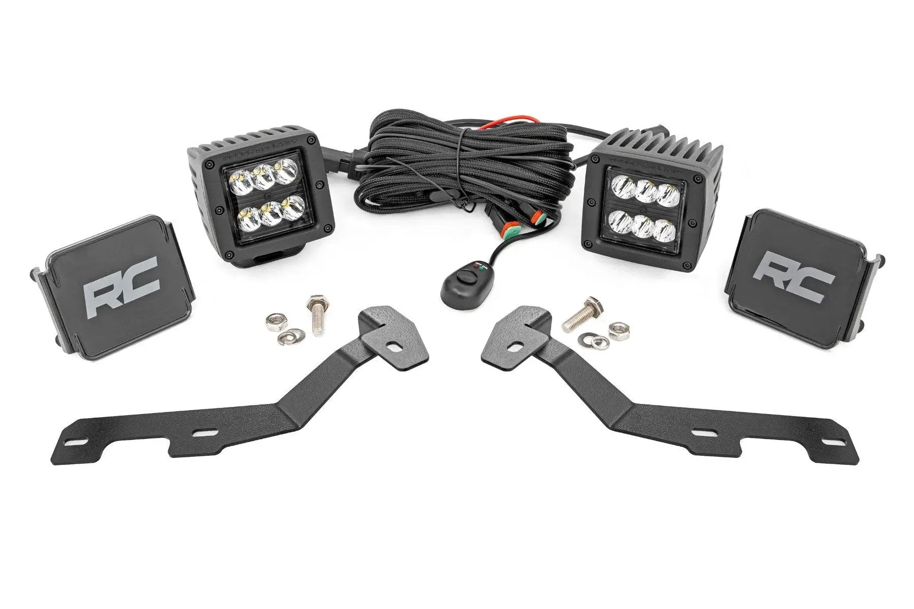 Rough Country LED Light Kit | Ditch Mount | 2" Black Pair | Spot | Ram 1500 2WD/4WD (19-26) by Rough Country