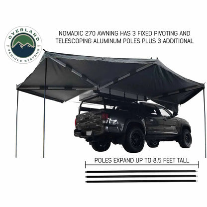 OVS HD Nomadic 270 - Awning, Passenger Side, Grey Body, Green Trim & Black Travel Cover by OVS