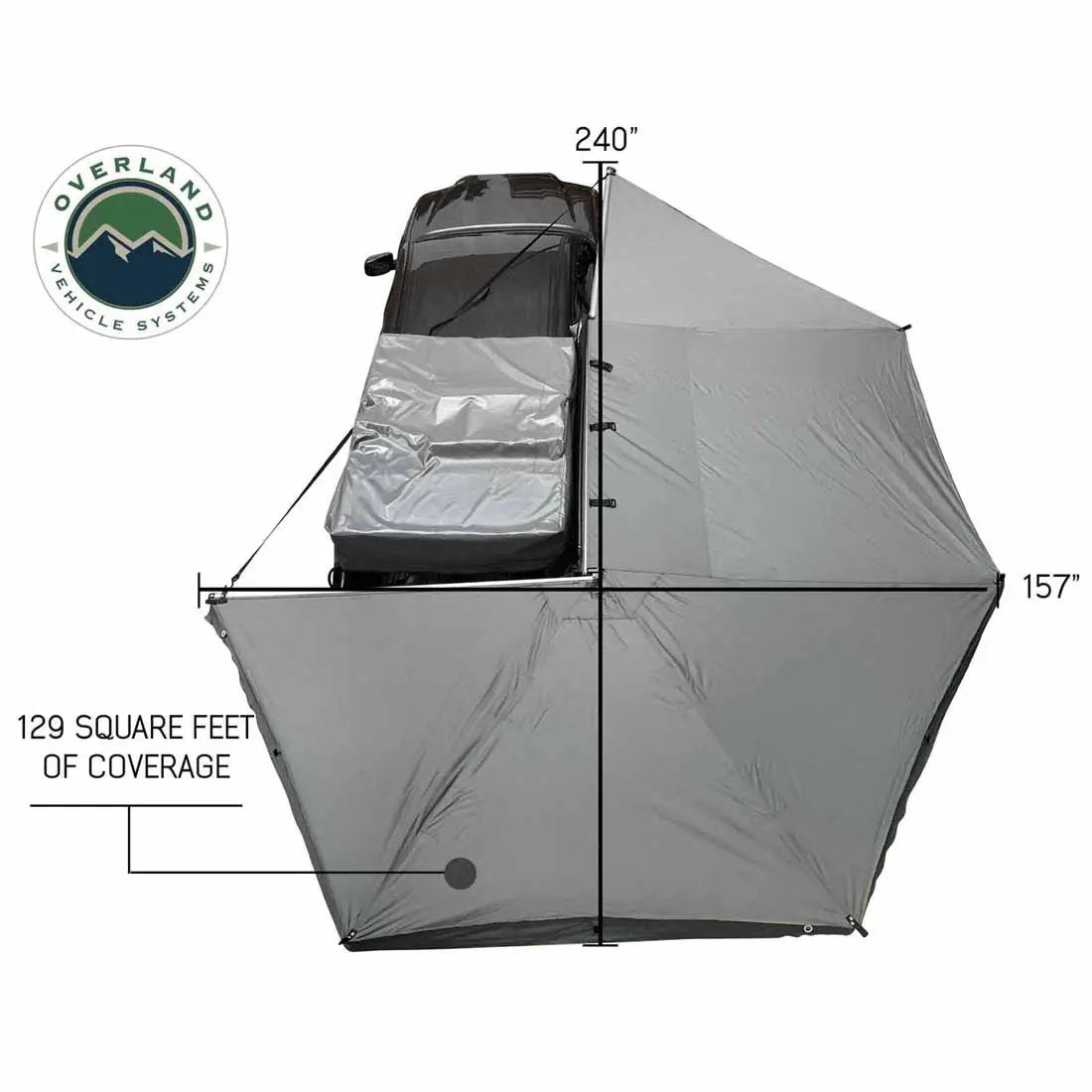 OVS HD Nomadic 270 - Awning, Passenger Side, Grey Body, Green Trim & Black Travel Cover by OVS