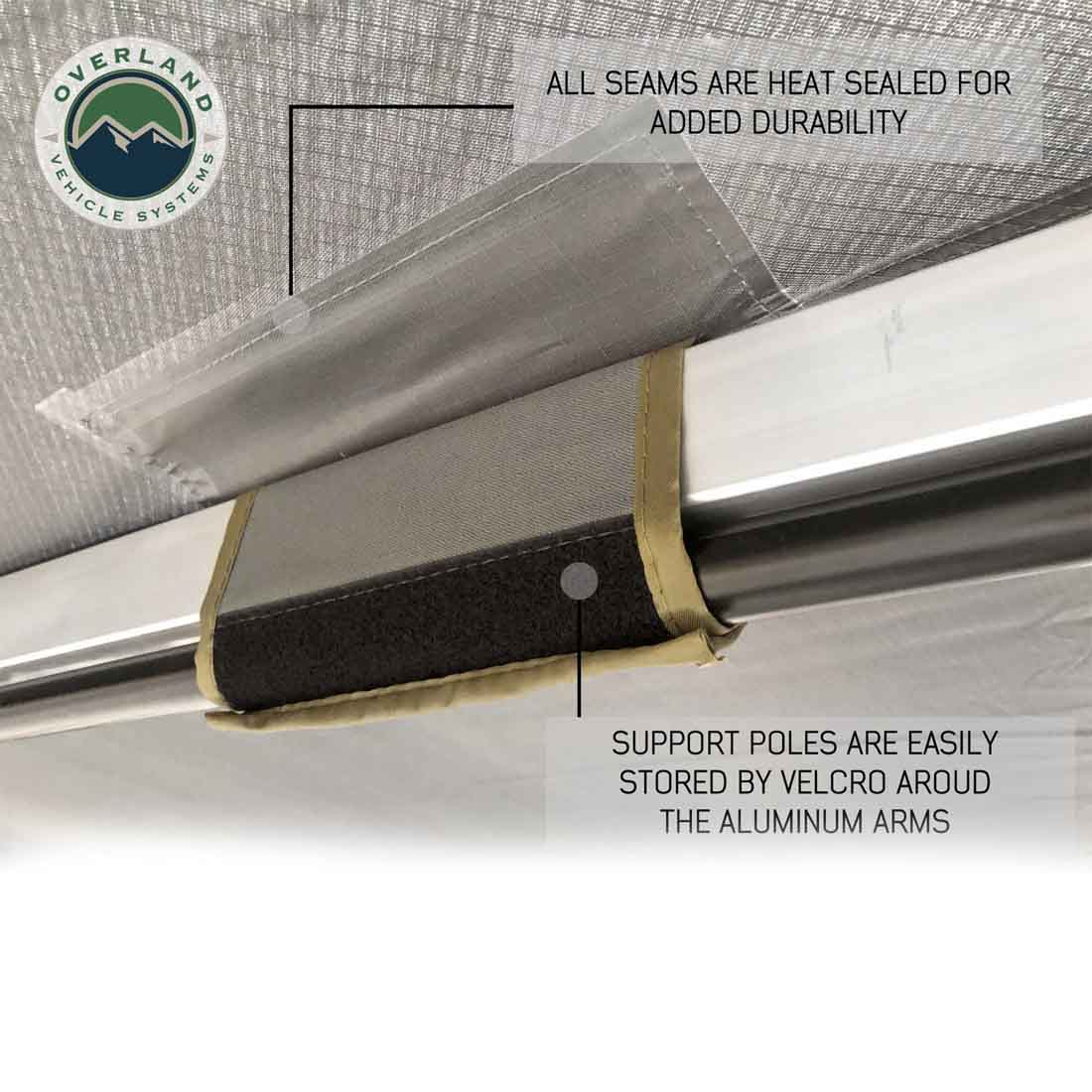OVS HD Nomadic 270 - Awning, Passenger Side, Grey Body, Green Trim & Black Travel Cover by OVS