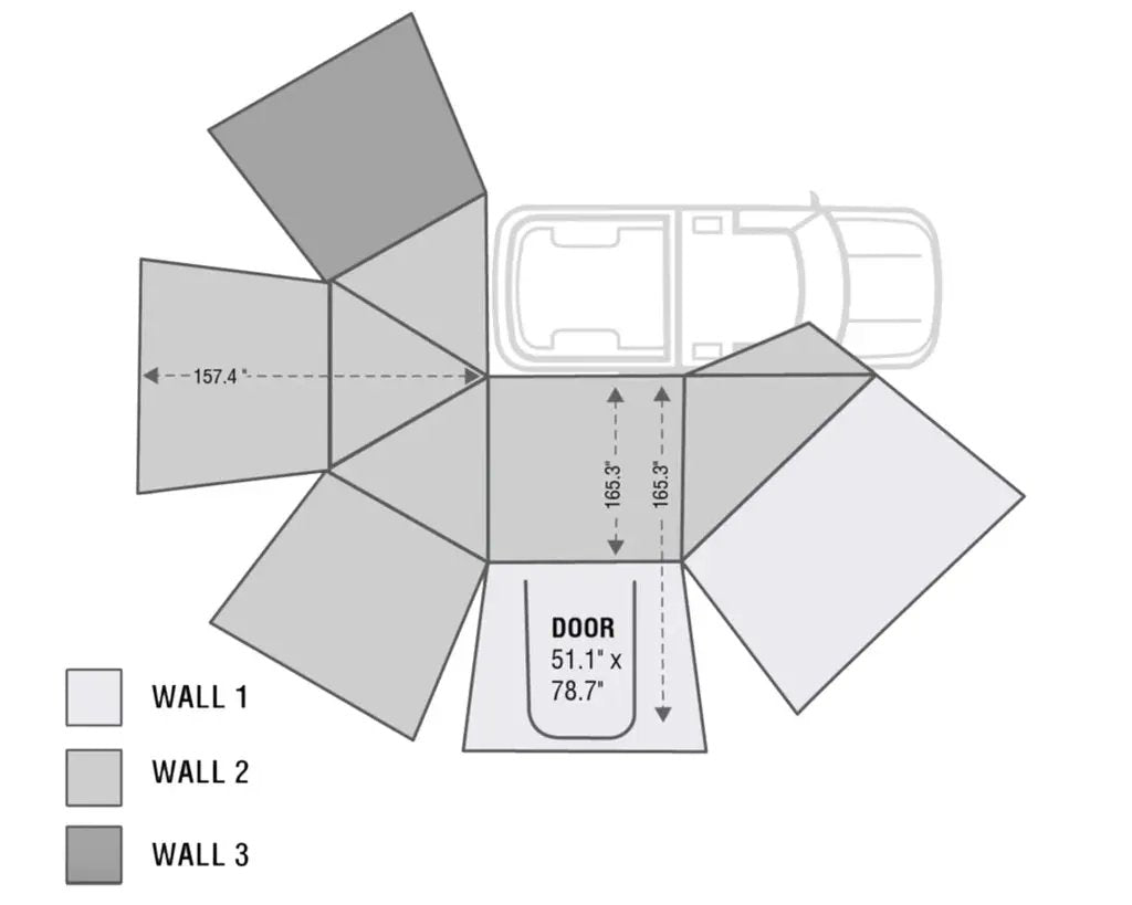 OVS HD Nomadic 270 - Awning, Wall 1, 2 & 3, Passenger Side, Grey Body, Green Trim & Black Travel Cover by OVS