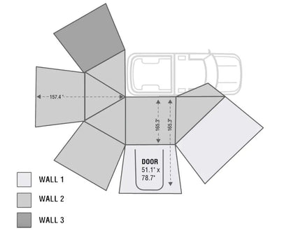 OVS HD Nomadic 270 - Awning, Wall 1, 2 & 3, Passenger Side, Grey Body, Green Trim & Black Travel Cover by OVS