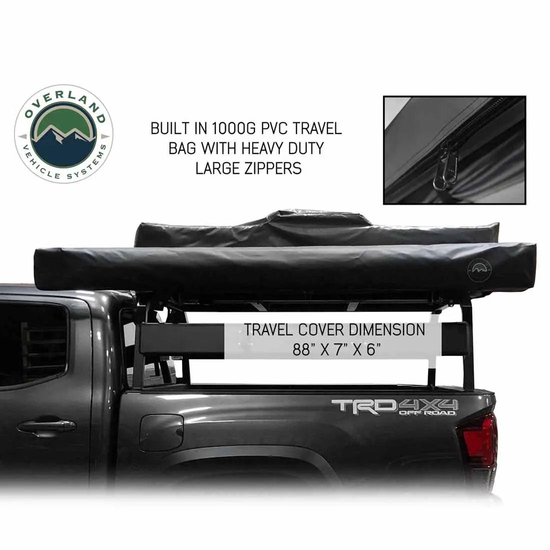 OVS HD Nomadic 270 - Awning, Wall 1, 2 & 3, Passenger Side, Grey Body, Green Trim & Black Travel Cover by OVS