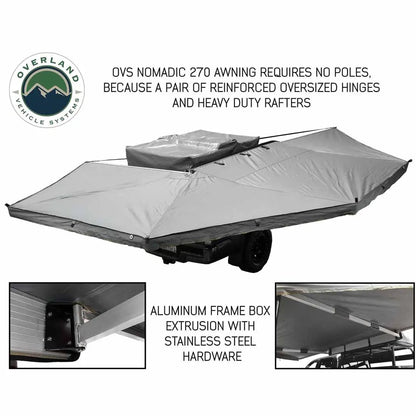 OVS HD Nomadic 270 - Awning, Wall 1, 2 & 3, Passenger Side, Grey Body, Green Trim & Black Travel Cover by OVS