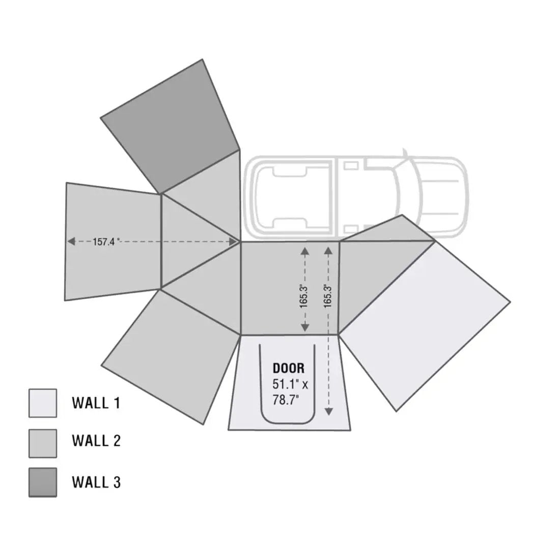 OVS HD Nomadic 270 - Awning, Wall 1, 2 & 3, Passenger Side, Grey Body, Green Trim & Black Travel Cover by OVS