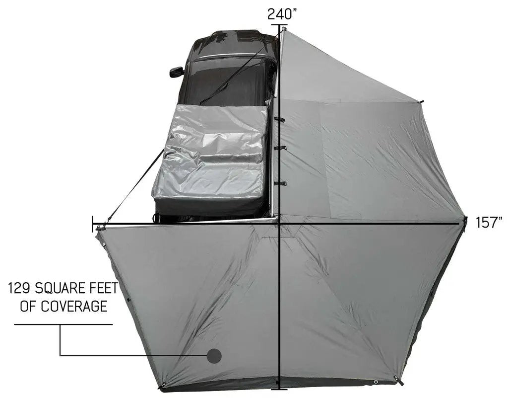 OVS HD Nomadic 270 - Awning, Wall 1, 2 & 3, Passenger Side, Grey Body, Green Trim & Black Travel Cover by OVS