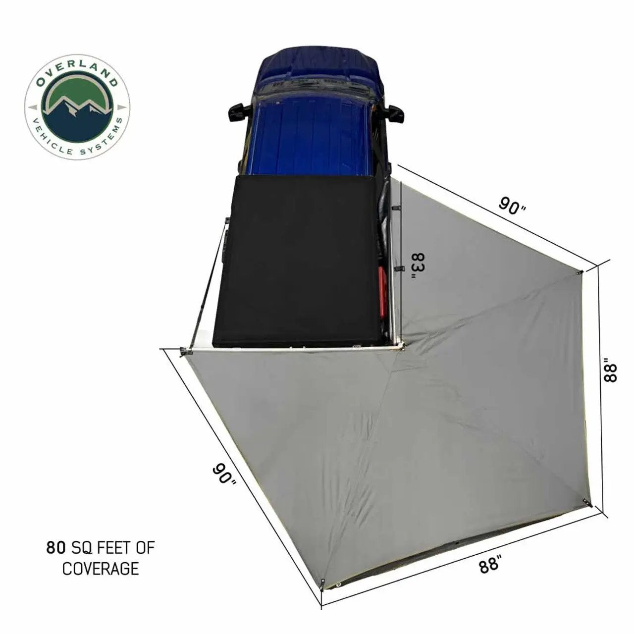 OVS HD Nomadic 270 LT - Awning, Passenger Side, Grey Body, Green Trim W/Black Travel Bag by OVS