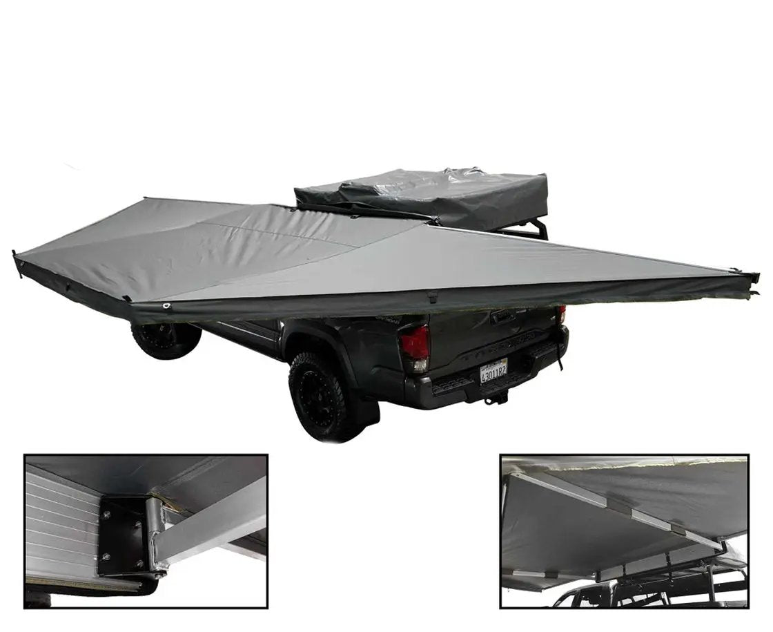 OVS HD Nomadic 180 - Awning, Wall Kit, Universal, Grey Body, Green Trim W/Black Travel Cover by OVS