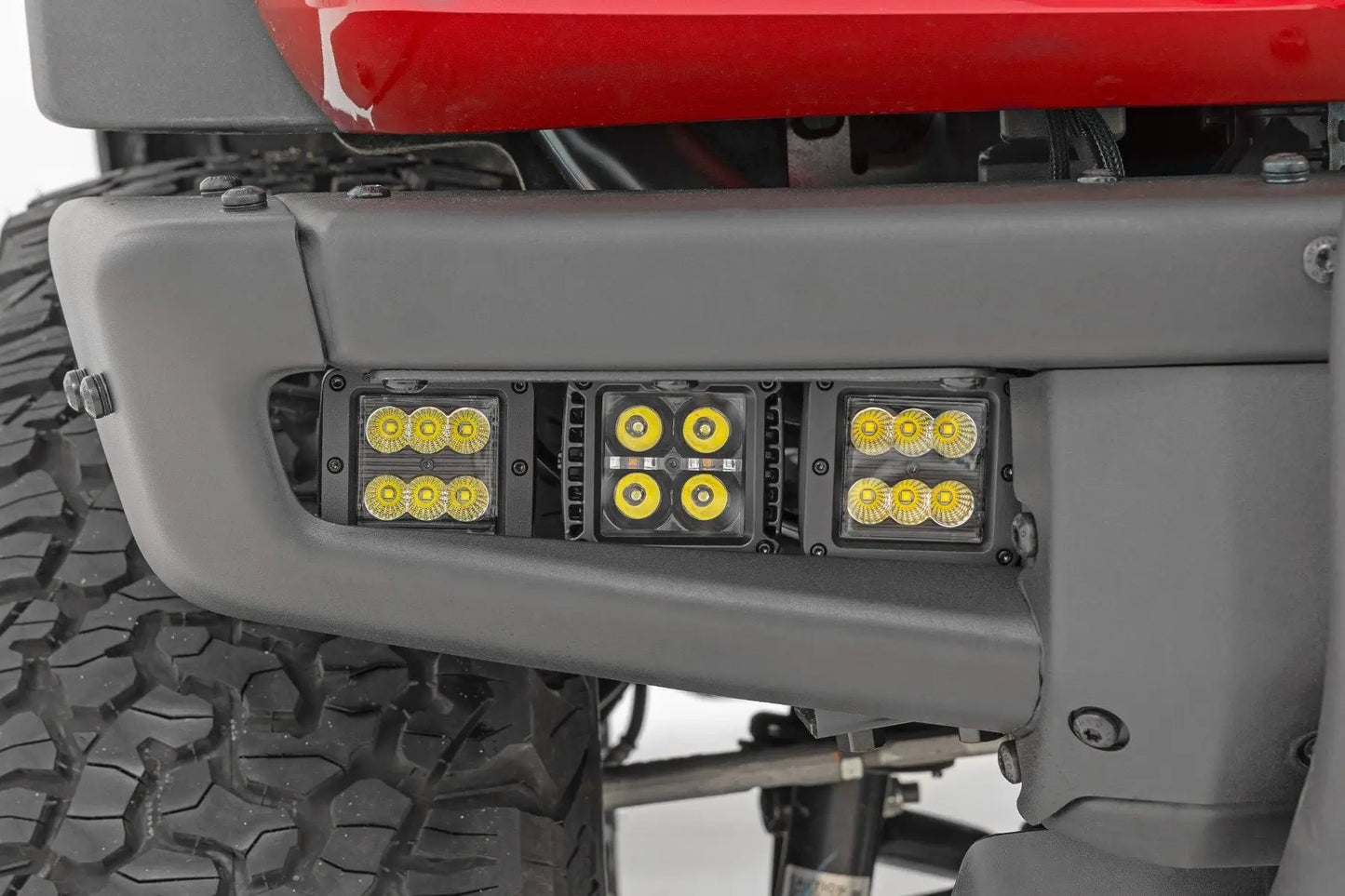 Rough Country LED Light Kit | Fog Mount | Triple 2" Black Pair | White DRL | Ford Bronco (21-25) by Rough Country