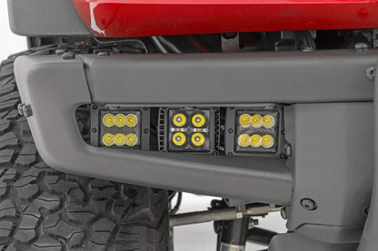 Rough Country LED Light Kit | Fog Mount | Triple 2" Black Pair | White DRL | Ford Bronco (21-25) by Rough Country