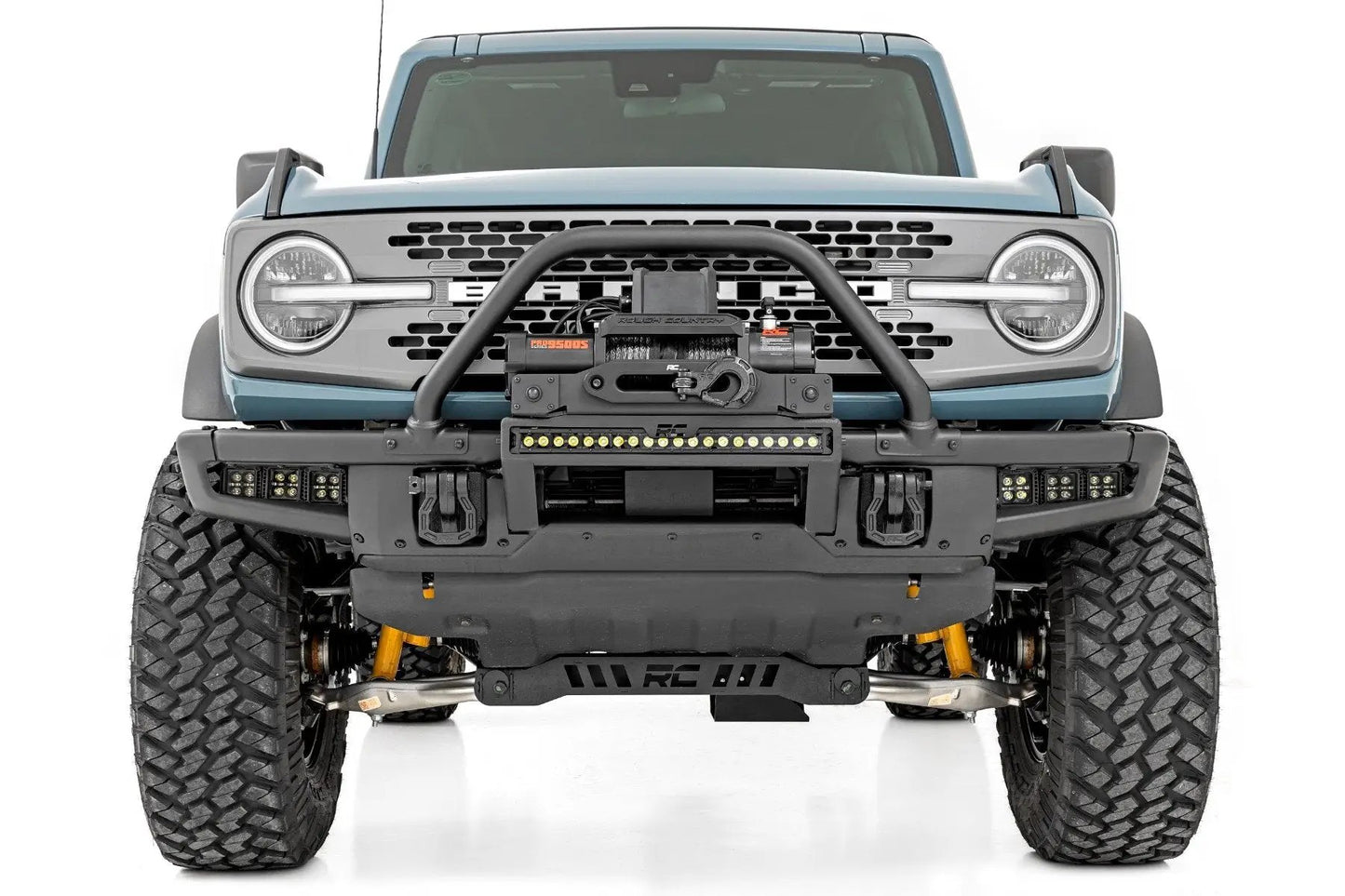 Rough Country LED Light Kit | Fog Mount | Triple 2" Black Pair | Spot | Ford Bronco (21-25) by Rough Country