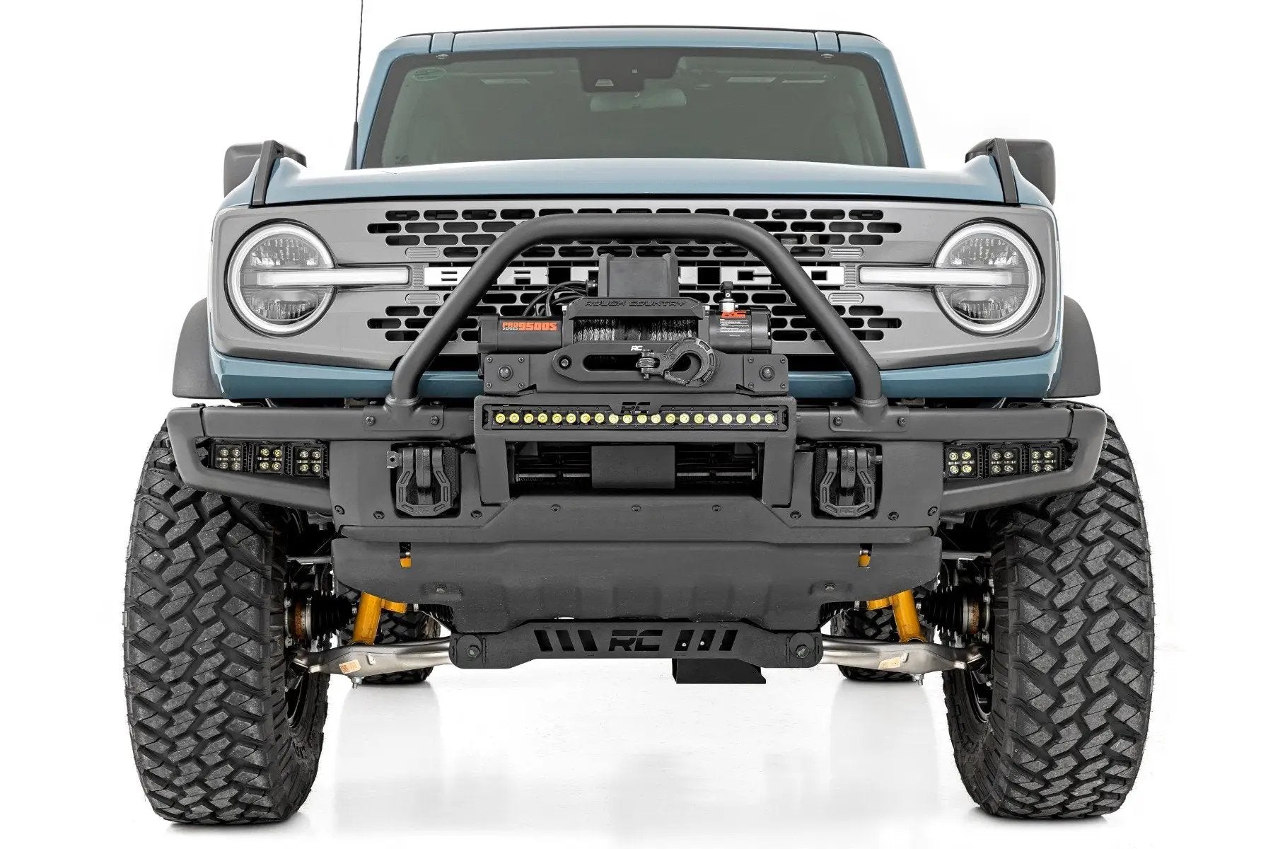 Rough Country LED Light Kit | Fog Mount | Triple 2" Black Pair | Amber DRL | Ford Bronco (21-25) by Rough Country