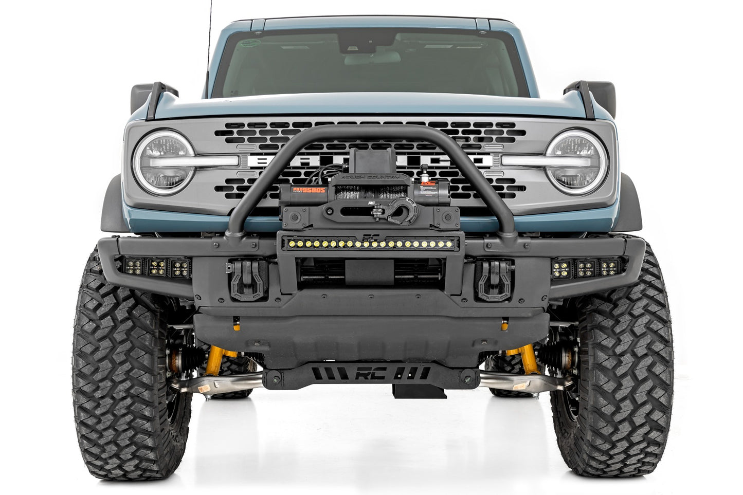 Крепление лебедки High Winch Mount | Все модели | 20-дюймовая светодиодная балка с одним рядом | Ford Bronco (21-25)