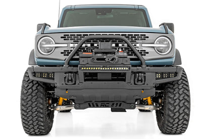 Soporte de Cabrestante Alto | Todos los Modelos | Barra de Luz LED Negra de Una Fila de 20 Pulgadas | DRL | Ford Bronco (21-25)