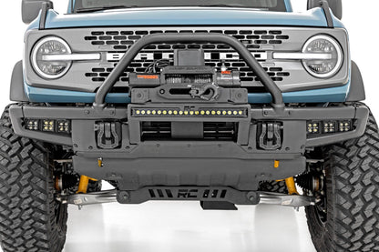Soporte de Cabrestante Alto | Todos los Modelos | Barra de Luz LED Negra de Una Fila de 20 Pulgadas | DRL | Ford Bronco (21-25)