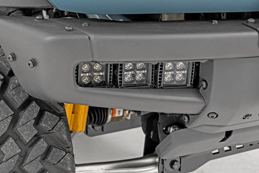 Rough Country LED Light Kit | Fog Mount | Triple 2" Black Pair | Spot/Flood | Ford Bronco (21-25)