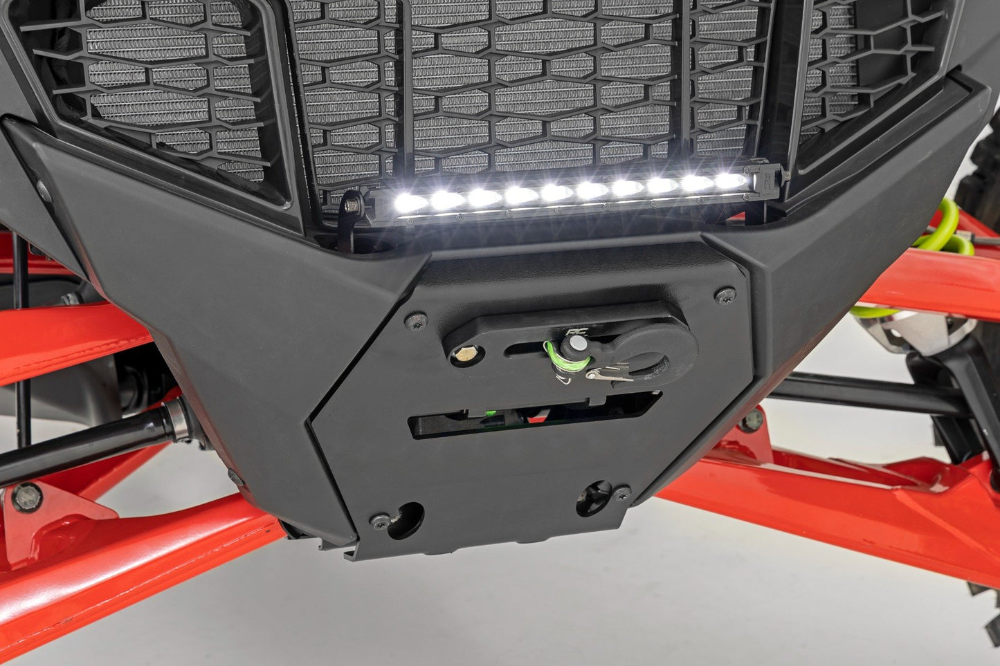 Rough Country LED Light | Winch Mount | Front | 10" Black Slimline | Polaris RZR Pro R