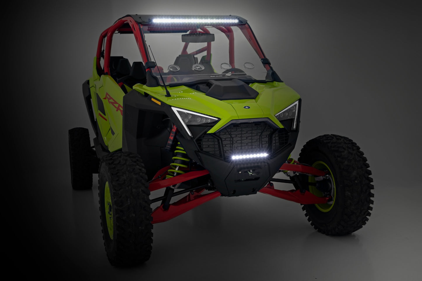 Rough Country LED Light | Winch Mount | Front | 10" Black Slimline | Polaris RZR Pro R