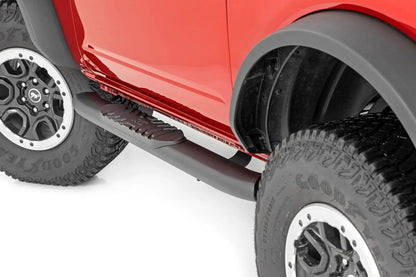 Rough Country Oval Nerf Steps | 2-Door | Black | Ford Bronco (2 Door) 4WD (2021-2025) by Rough Country