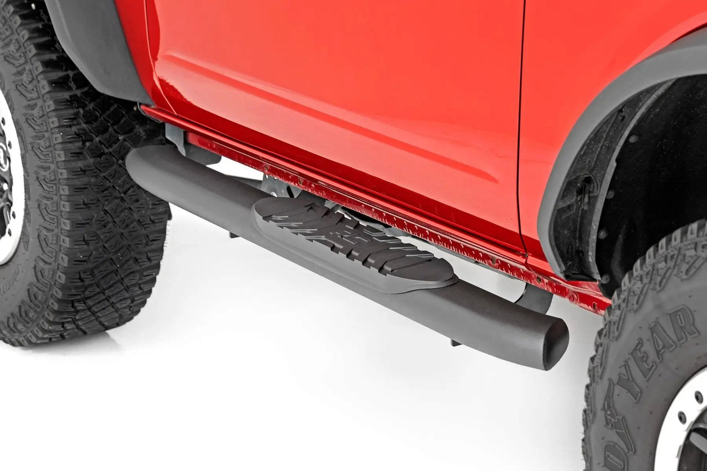 Rough Country Oval Nerf Steps | 2-Door | Black | Ford Bronco (2 Door) 4WD (2021-2025) by Rough Country