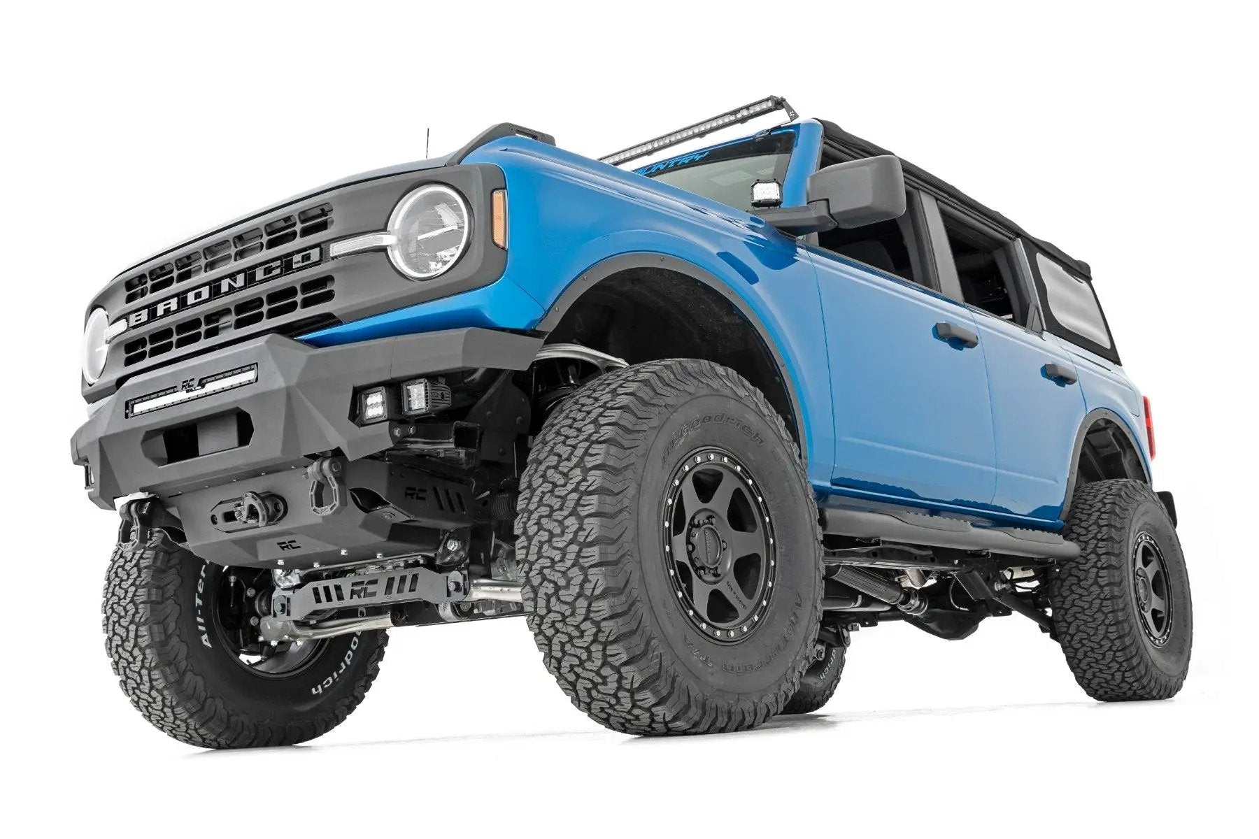 Rough Country Oval Nerf Step | 4-Door | Black | Ford Bronco 4WD (2021-2025) by Rough Country