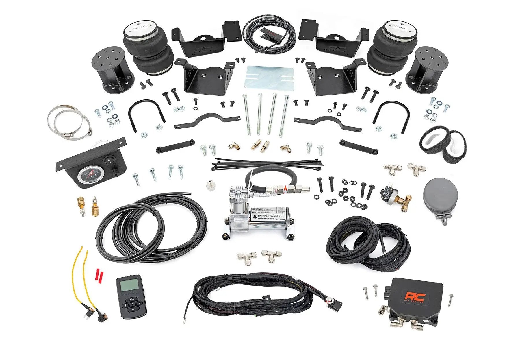 Rough Country Air Spring Kit w/compressor | Wireless Controller | 3-5 Inch Lift Kit | Chevy/GMC 2500HD/3500HD (20- by Rough Country