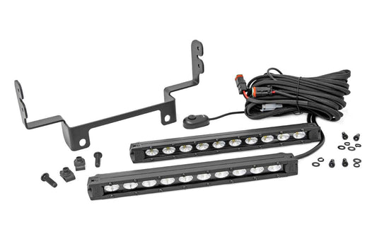 Kit de luces LED | Montaje en parachoques | Par delgado negro de 10" | Honda Pioneer 1000