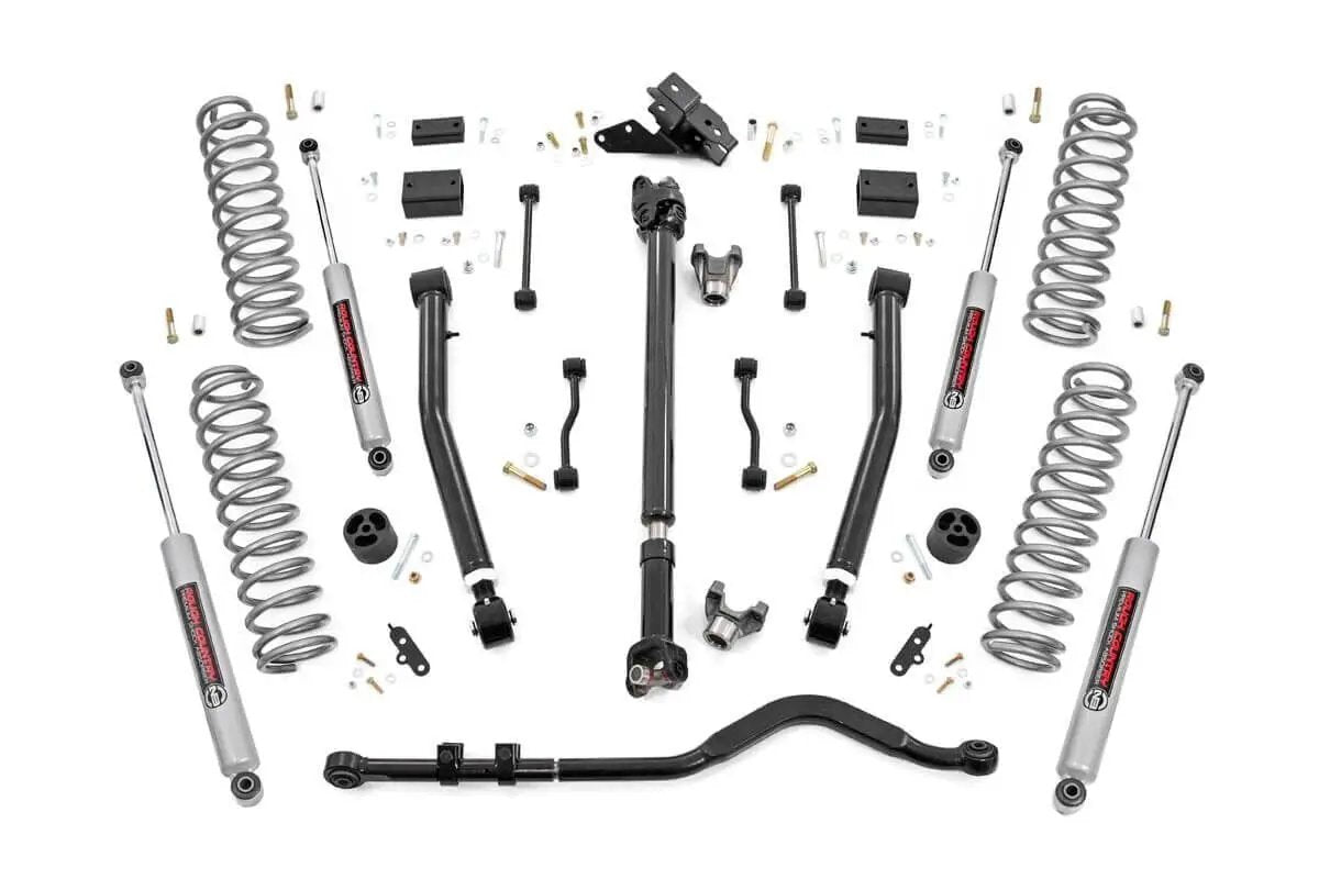 Rough Country 3.5 Inch Lift Kit | Adj Lower | FR D/S | Jeep Wrangler Unlimited 4WD (18-23) by Rough Country