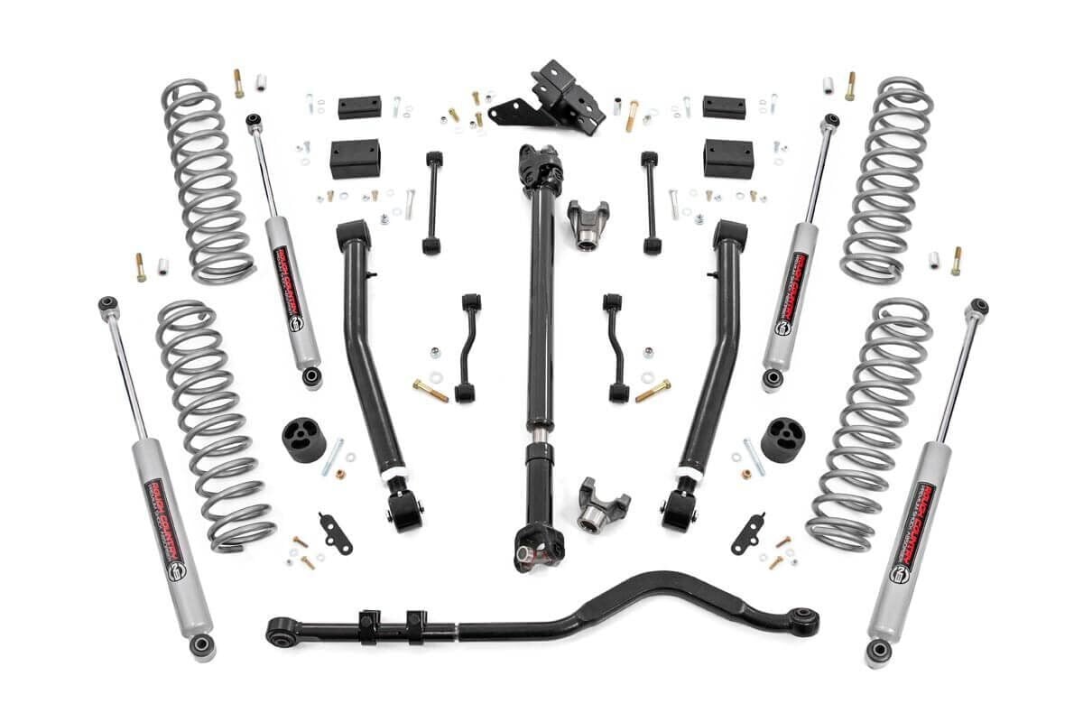 Rough Country 3.5 Inch Lift Kit | Adj Lower | FR D/S | Jeep Wrangler Unlimited 4WD (24-26)