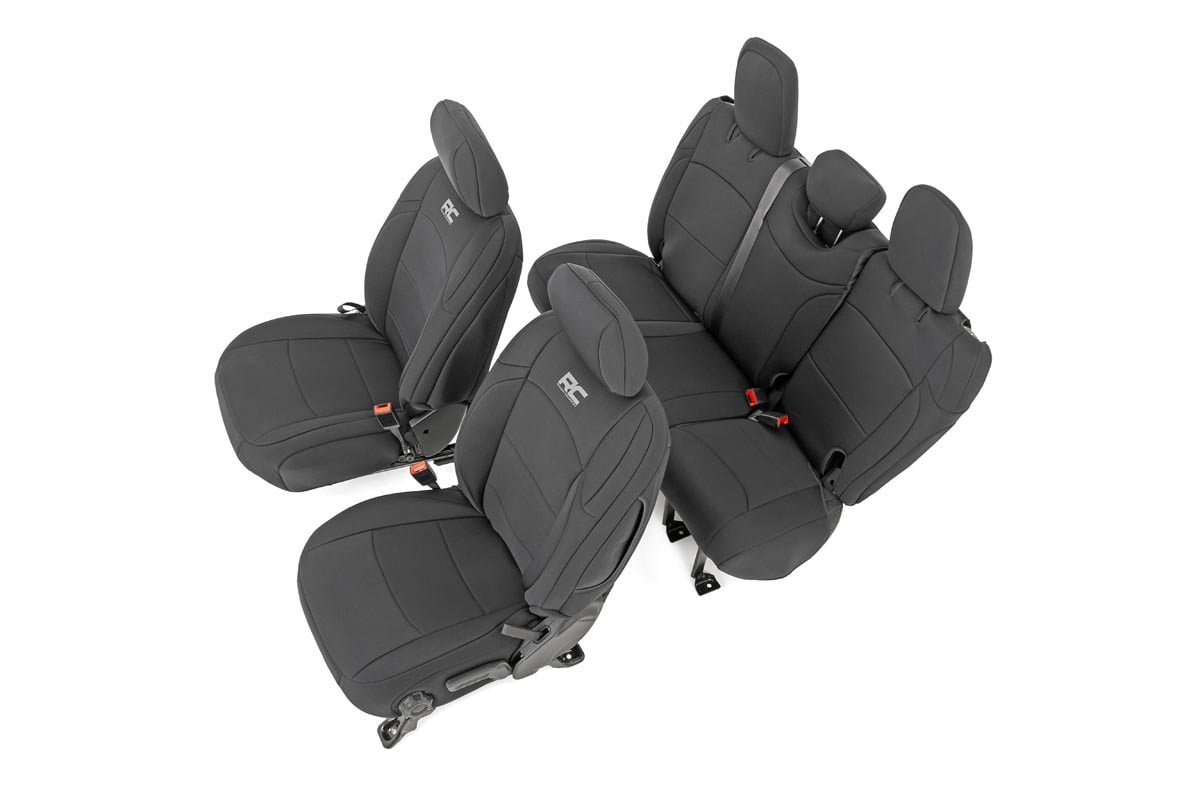 Rough Country Seat Covers | Front and Rear | Jeep Wrangler Unlimited 4WD (2018-2026)