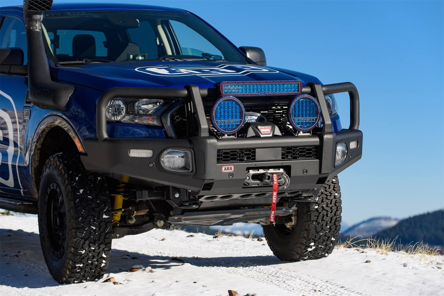 ARB Summit Winch Bumper Kit, Integrit Textured Black Powder Coat Finish, Air Bag Compatible, Tow Points, Light And Antenna Mounts, ARB Fog Lights Included