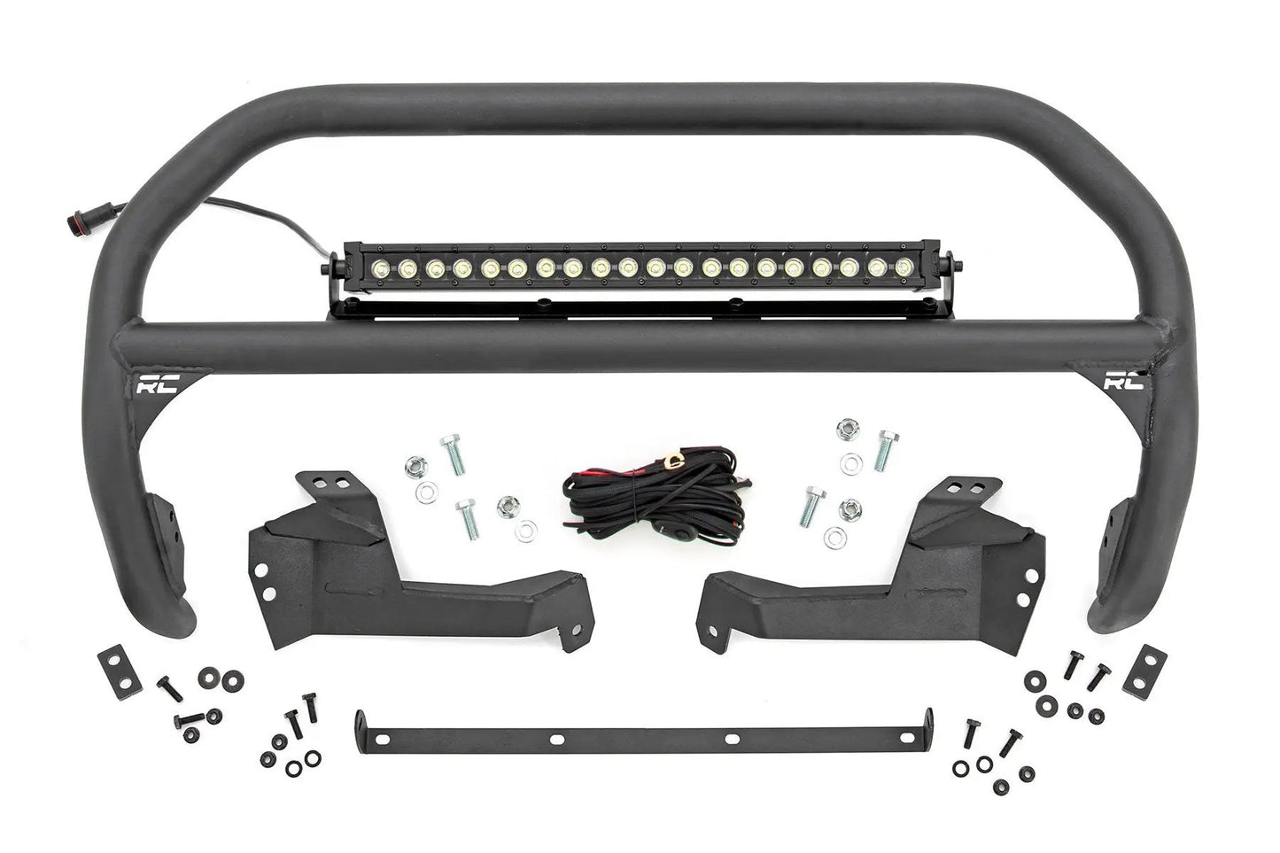 Rough Country Nudge Bar | 20 Inch BLK DRL Single Row LED | Ford Bronco Sport 4WD (21-24) by Rough Country