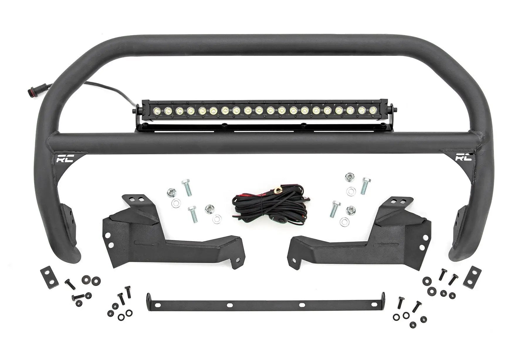 Rough Country Nudge Bar | 20 Inch BLK DRL Single Row LED | Ford Bronco Sport 4WD (21-24) by Rough Country