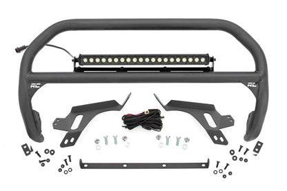 Rough Country Nudge Bar | w/ Tow Hooks | 20 Inch Black Single Row LED | Ford Bronco Sport (21-24) by Rough Country