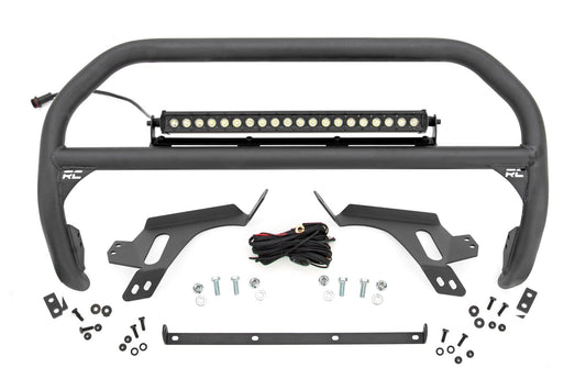 Rough Country Nudge Bar | w/ Tow Hooks | 20 Inch Black Single Row LED | Ford Bronco Sport (21-24)