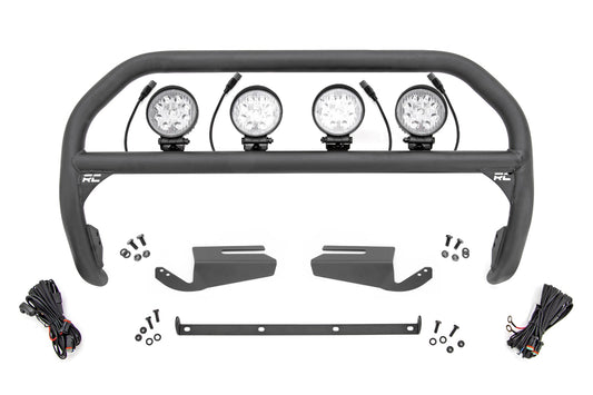 Barra de Empuje | 4 Luces Led Redondas de 4 Pulgadas (x4) | Acero Modular Original | Ford Bronco 4WD (21-25)