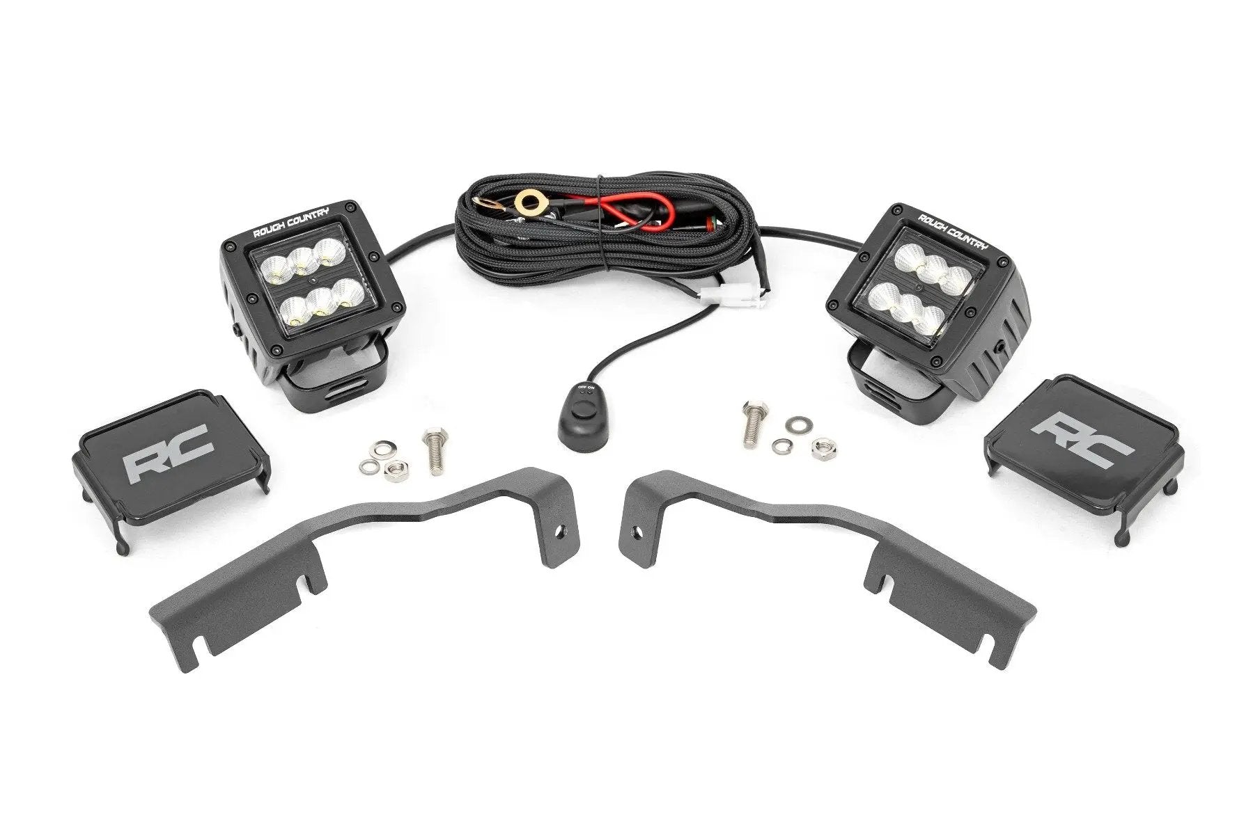 Rough Country LED Light Kit | Ditch Mount | 2" Black Pair | Flood | Nissan Frontier (22-26) by Rough Country