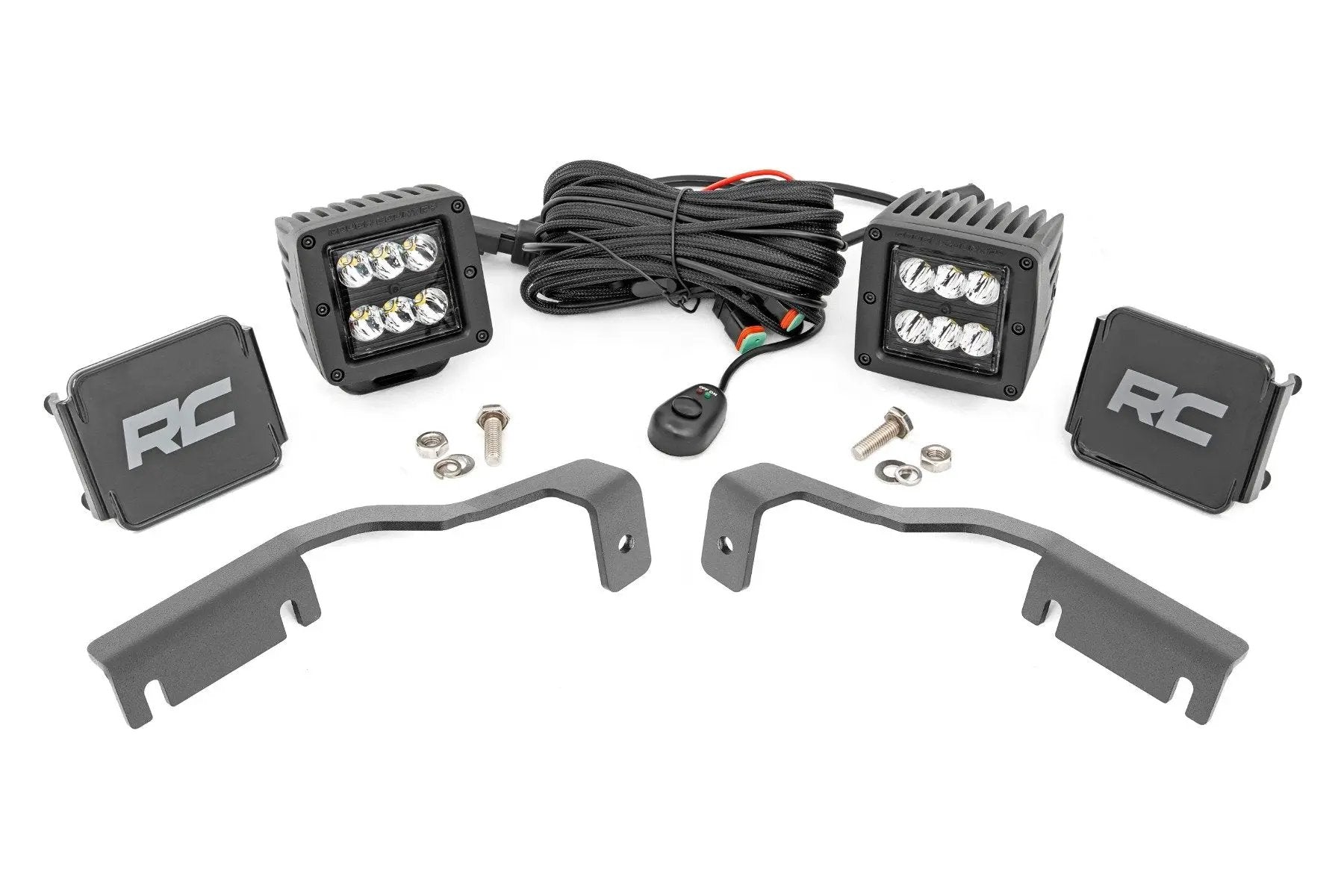 Rough Country LED Light Kit | Ditch Mount | 2" Black Pair | Spot | Nissan Frontier (22-26) by Rough Country