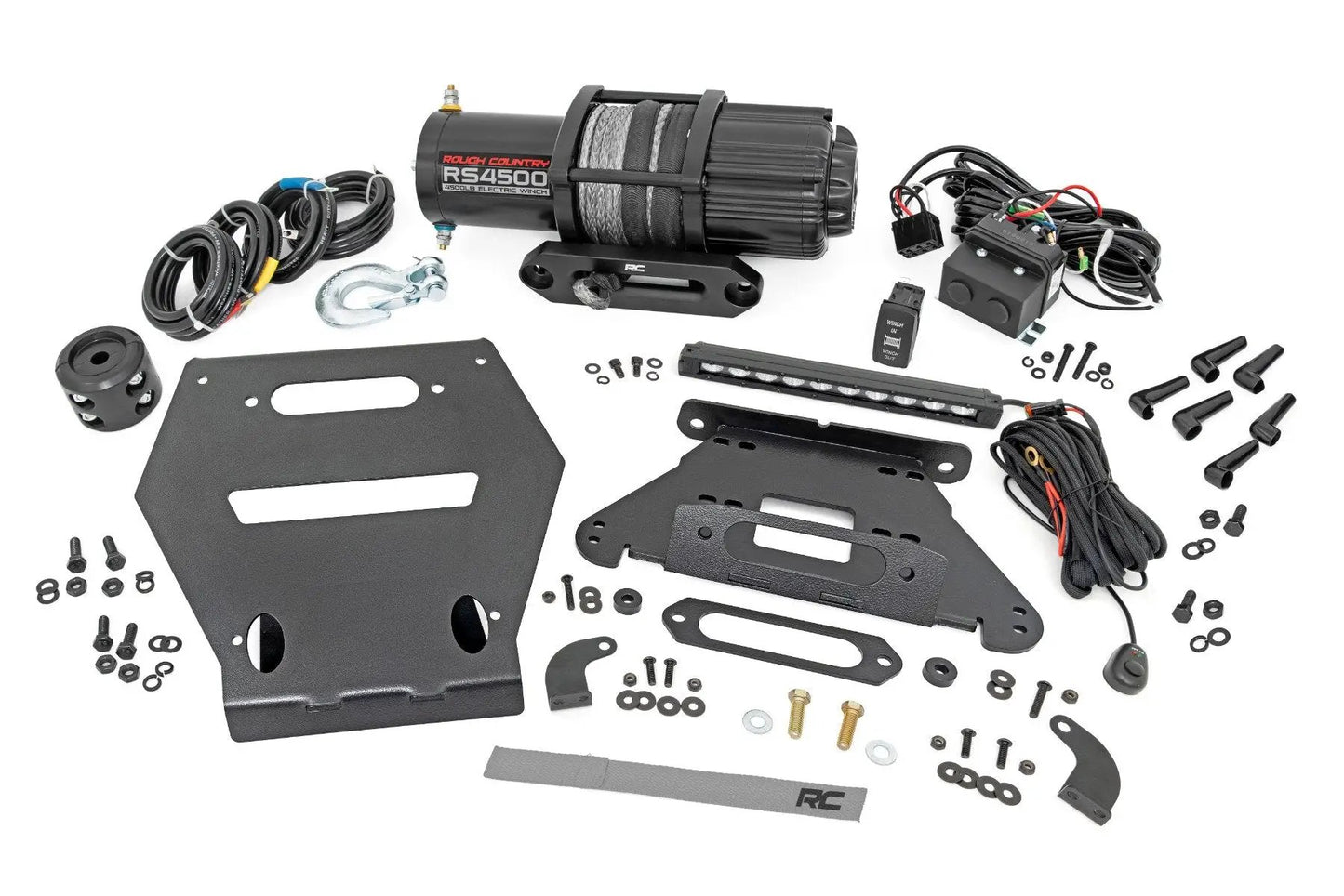 Rough Country LED Light | Winch Mount | RS4500S | 10" Black Slimline | Polaris RZR Pro R by Rough Country