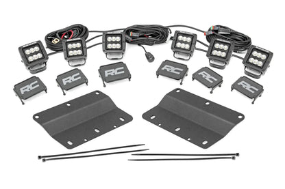 Rough Country LED Light Kit | Fog Mount | Triple 2" Black Pair | Flood | Ford Bronco (21-25) by Rough Country