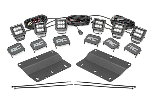 Rough Country LED Light Kit | Fog Mount | Triple 2" Black Pair | Spot | Ford Bronco (21-25)