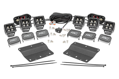 Rough Country LED Light Kit | Fog Mount | Triple 2" Black Pair | Amber DRL | Ford Bronco (21-25) by Rough Country